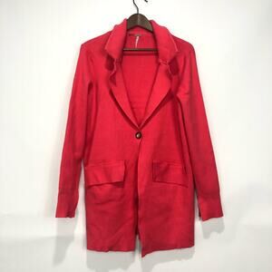 Free People Womens Long Sleeve Sweater Blazer Pink/Rose Size L